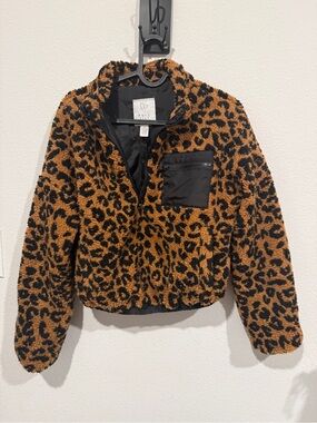 Full Tilt Leopard Sherpa Jacket - Brown & Black